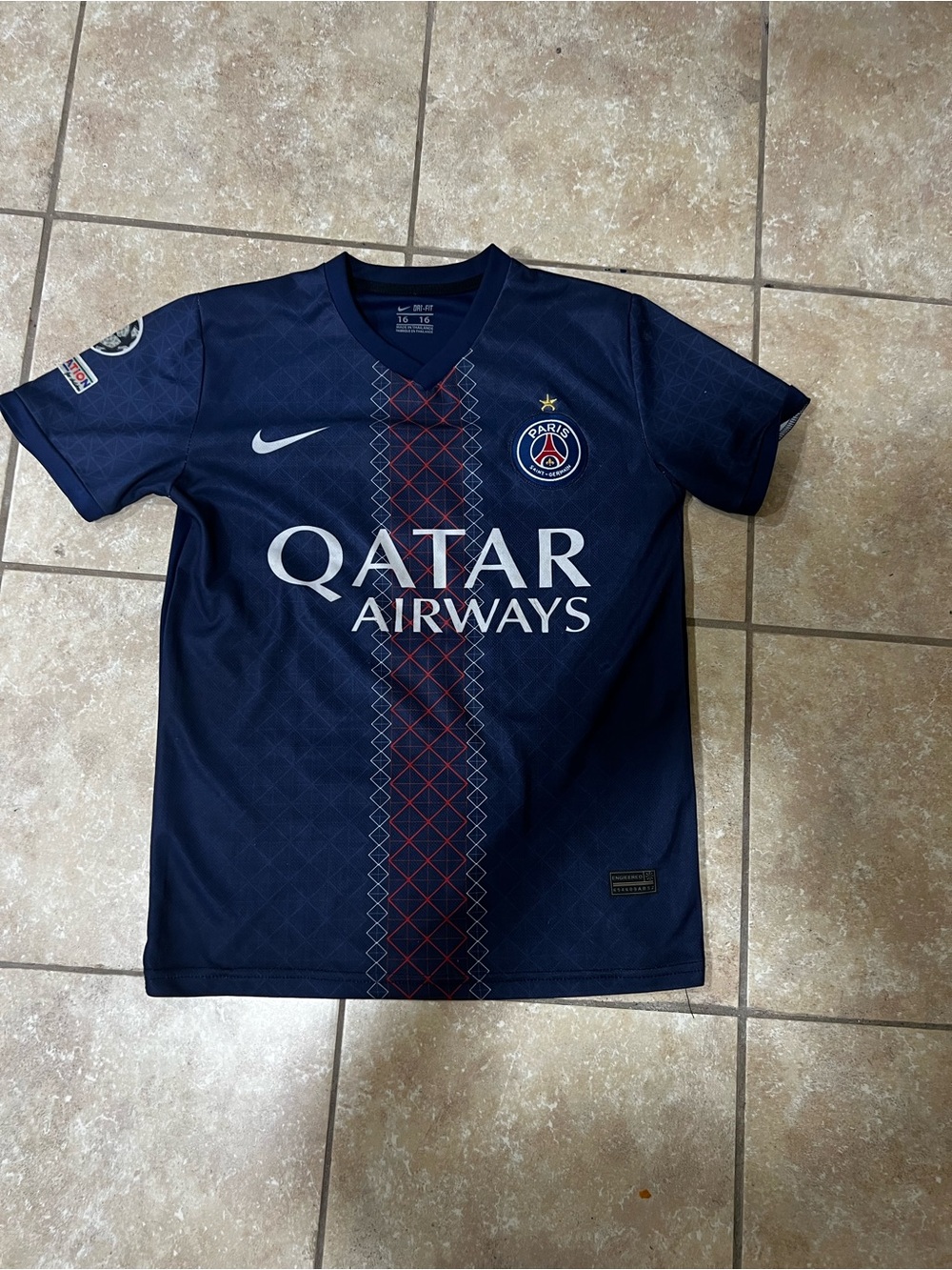 Nike Kids' Paris Saint-Germain Navy Soccer Jersey with Center Stripe